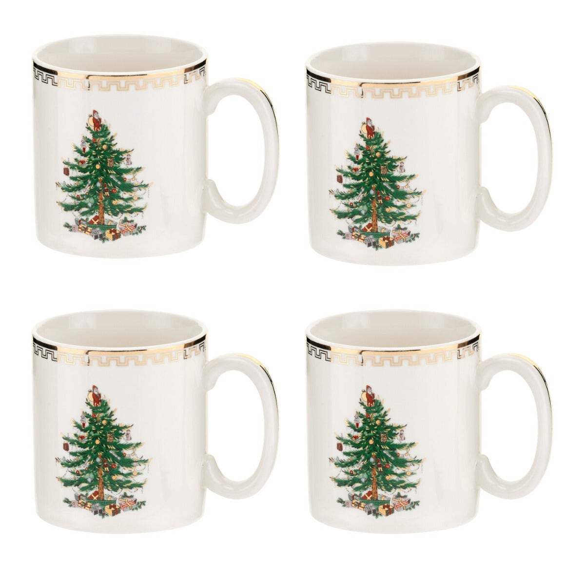 Spode Christmas Tree Gold Mug Set of 4 