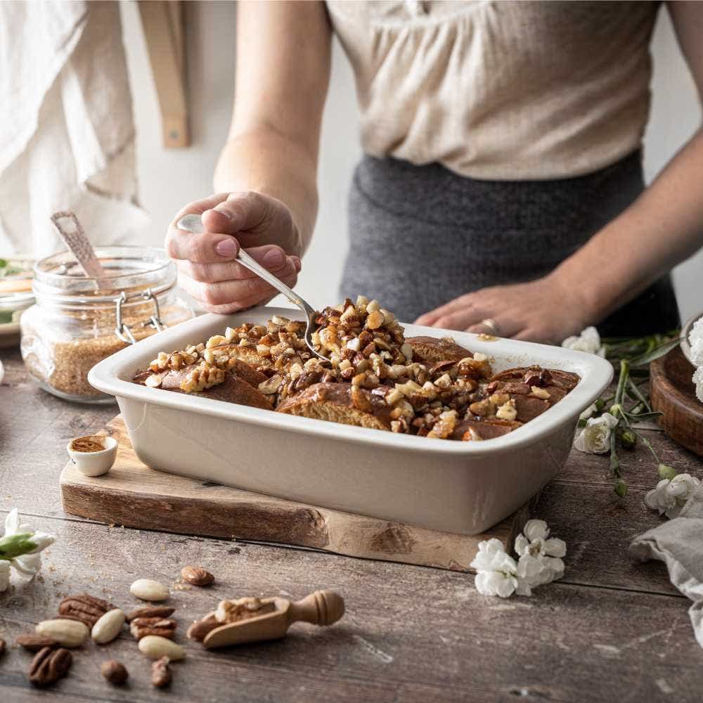 Baked French Toast with a Crunchy Nutty Topping